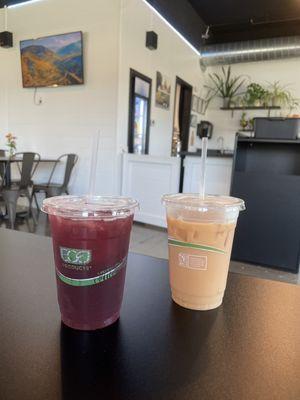 Hibiscus ginger lemonade and spiced sweet milk tea