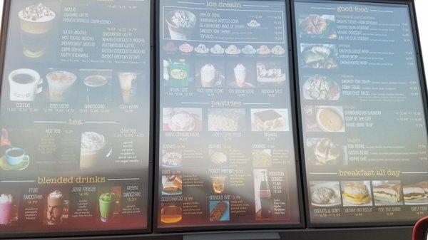 Drive thru menu