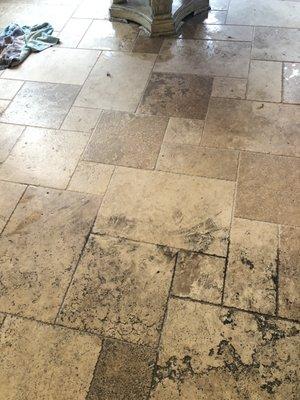 Travertine cleaning, grout cleaning