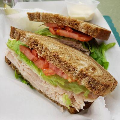 turkey sandwich on marble rye