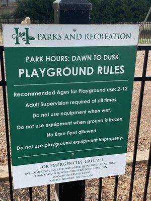 Playground rules