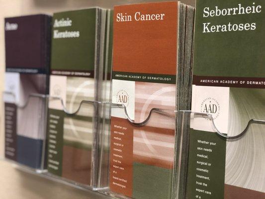 We do our best to keep patients educated on skin conditions and cancers.