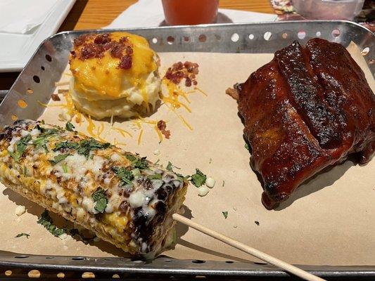 Half ribs, loaded mash, street corn. Not bad