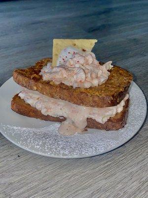 Doughnut crusted french toast with pop tart whip cream