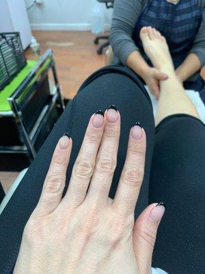 Full set gel with pink black French manicure and a pedicure