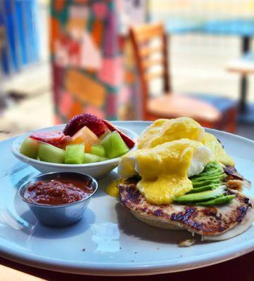 Benedict with turkey and avocado