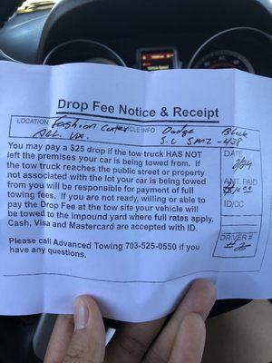 The BS $10 fee I have to pay to get my vehicle released on the spot