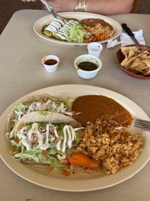 Fish tacos  and Crazy enchiladas  plates