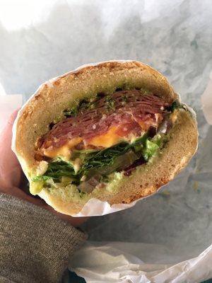 Salami sandwhich with everything on it!