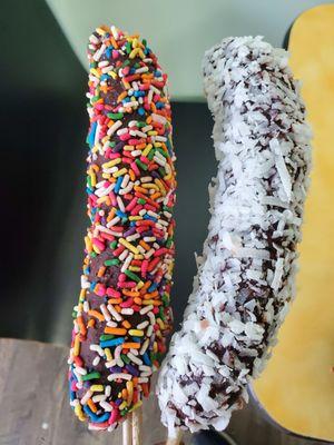 Chocolate covered Bananas  -Sprinkles -Coconut