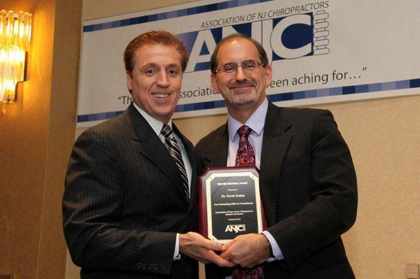 Receiving ANJC New Jersey Chiropractor of the Year.