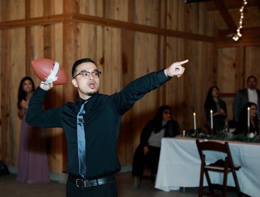 Garter toss, NFL style