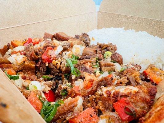 Spicy Crispy Pork Sisig with regular rice