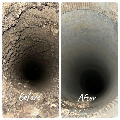 Before and after photo of commercial air duct in Van Nuys