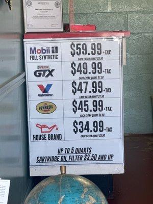 oil change prices