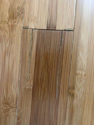 Damaged bamboo wood plank.