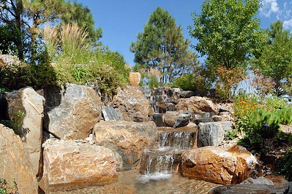 This nature-inspired water feature, created by Weston Landscape & Design, was built with natural Colorado boulders.