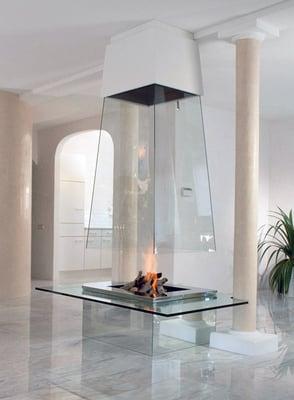 A custom design fireplace of contemporary decor.