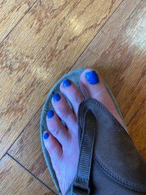 Fresh blue pedicure for spring