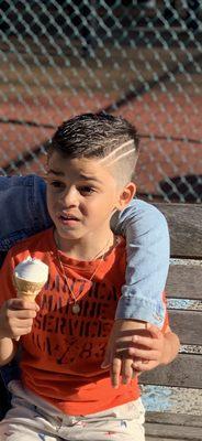 This is my son and what I wanted for my son's hair cut to look like with only one line. Lynette never said she couldn't deliver.