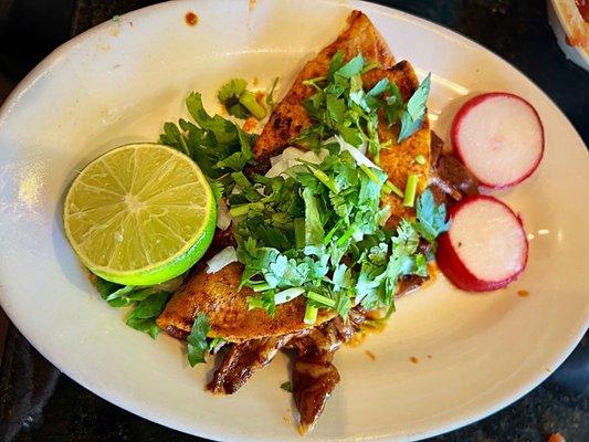 It has been my mission to find the best birria taco and this is it but the key is you must must must get the dipping sauce.