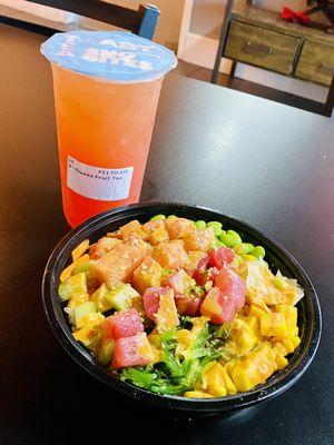 Poke and guava fruit tea