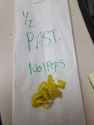 Apparently when you ask for no pepperoncini it means they makes sure you have them