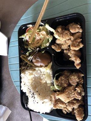 Popcorn chicken (garlic) bento box