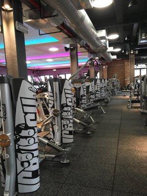 Upstairs weight machines.