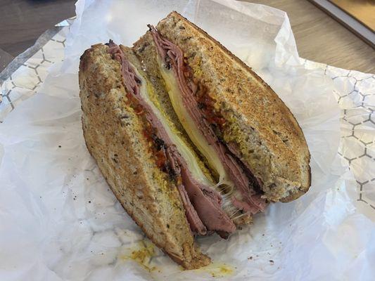 Pastrami. Prov i/o Swiss. Red hots added. Great sandwhich, next time I'll try to Newyorkify it with double neat.