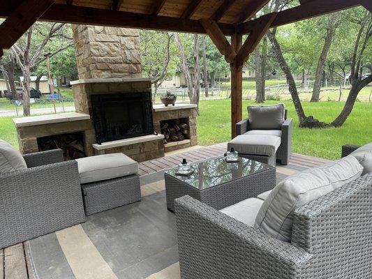 Fireplace with two firewood boxes