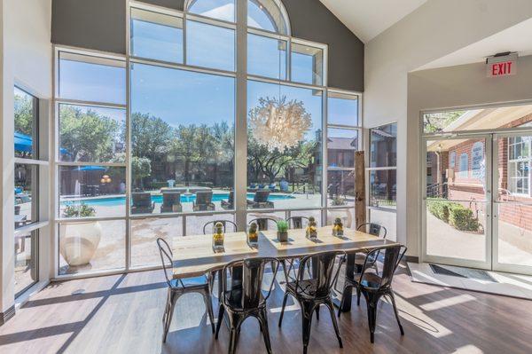 Resident clubhouse with large oversized windows