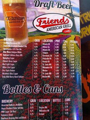 Beer menu