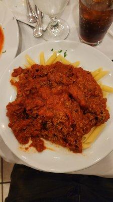 Penne with meat sauce