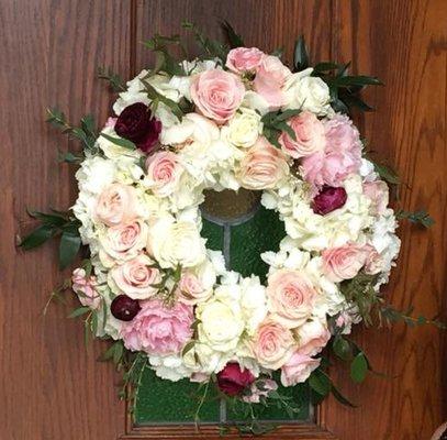 Wreath for chapel door. Only decor for chapel – glad I decided to two one large piece at the entrance.