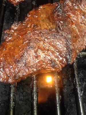 Caribala steak tips on my grill