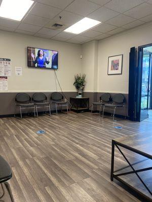 Heacock Urgent Care, waiting room, lobby Very clean, with entertainment for longer waits.