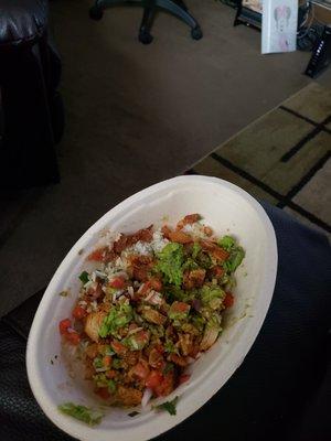 Burrito bowl with extra chicken