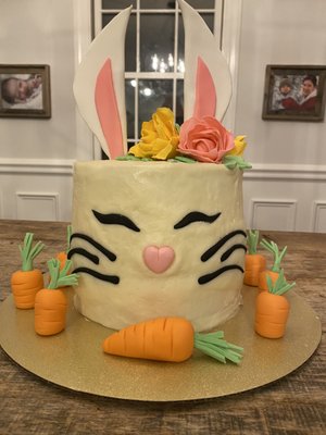 Bunny Easter Cake with gum paste flowers