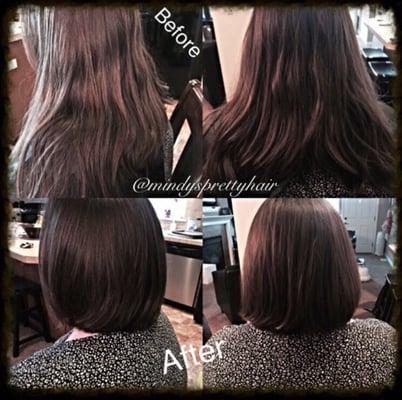 Before & After Hair Cut. Layered Bob