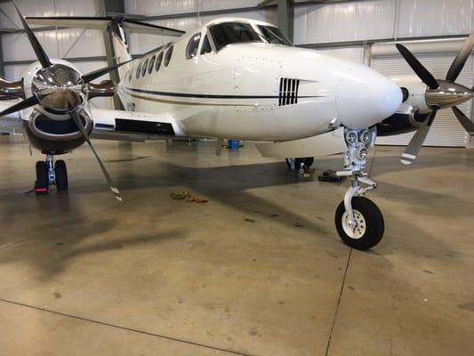 Beech Super King Air 200 cleaned and polished, Austin Executive Airport, December 2015