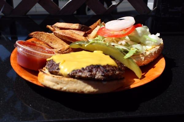 Cheeseburger and Steak cut Fries.