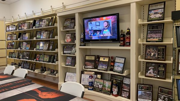 Their display of sports plaques Taken 2/11/2021