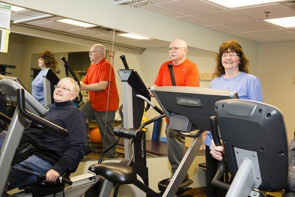 Margaret Miller, Ken Lyon and Deb Nelson getting their cardio workouts.