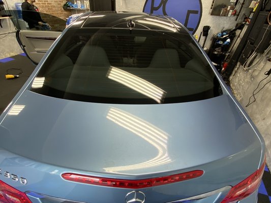 Back window inside the shop (35% ceramic tint)