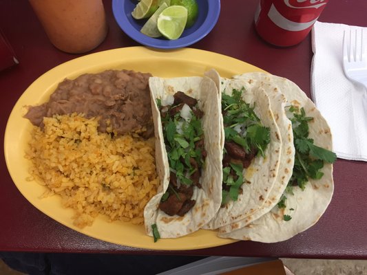 Mixed tacos: beef, pork and barbacoa