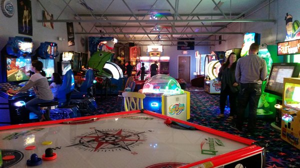 The arcade view from the table.