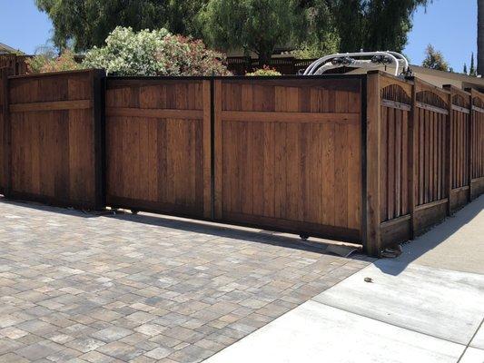 Redwood gate and fence, Before stain.