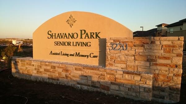 Shavano Park Senior Living monument lettering