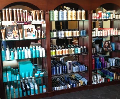 Featuring hair products from Goldwell, Bumble and Bumble, Moroccan Oil, and Brazilian Blowout.